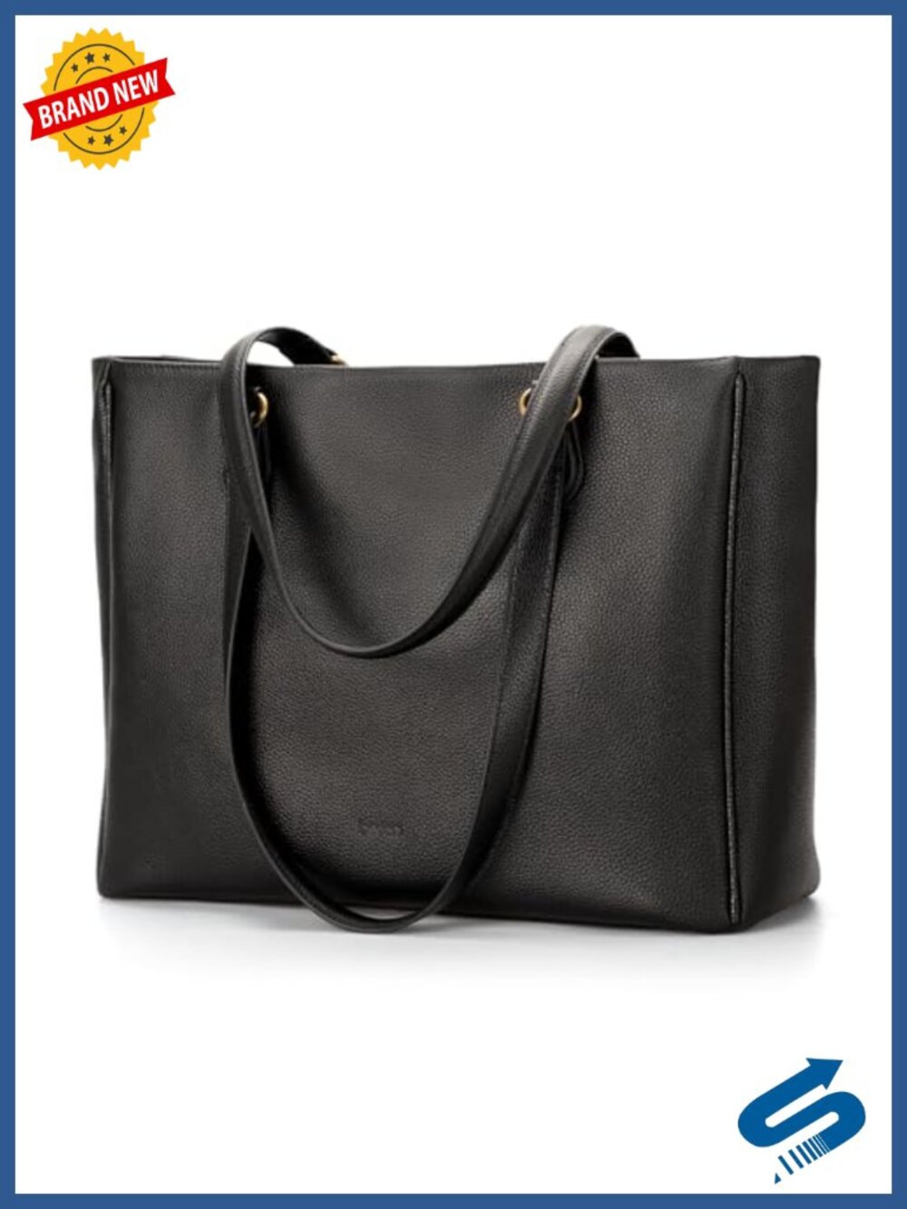 Genuine Leather Tote Bag with 15.6" Laptop Compartment Work Satchel - Picture 1 of 6